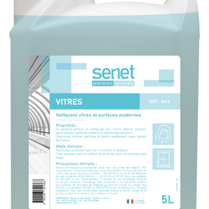 SENET Vitres – Nettoyant vitres et surfaces – Bidon 5L